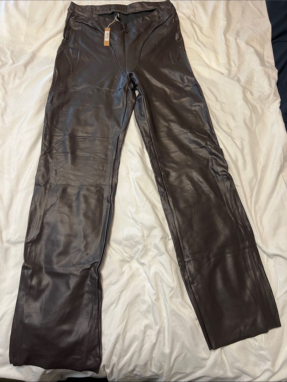 SKIMS Dark Brown Faux Leather Leggings